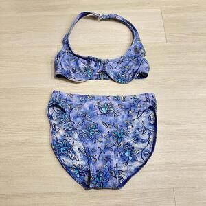 Vintage 80's 90's High Cut Bikini Swim Suit Floral Beach Hawaii Bay Watch S/M?